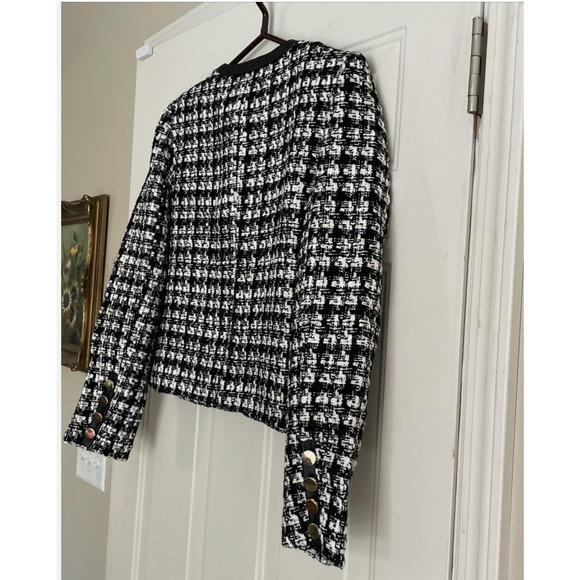 New $98.00 TRUTH BY REPUBLIC Nordstrom Womens 10 Black Tweed Quiet Luxury Blazer - Picture 7 of 16